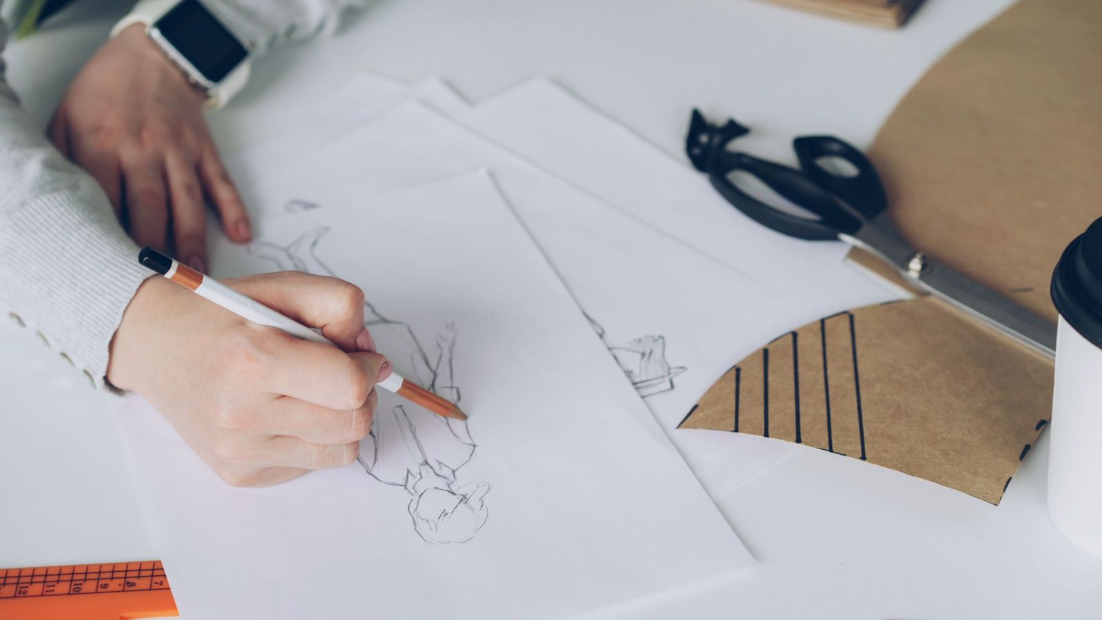 Custom printed merchandise design mockup on a table