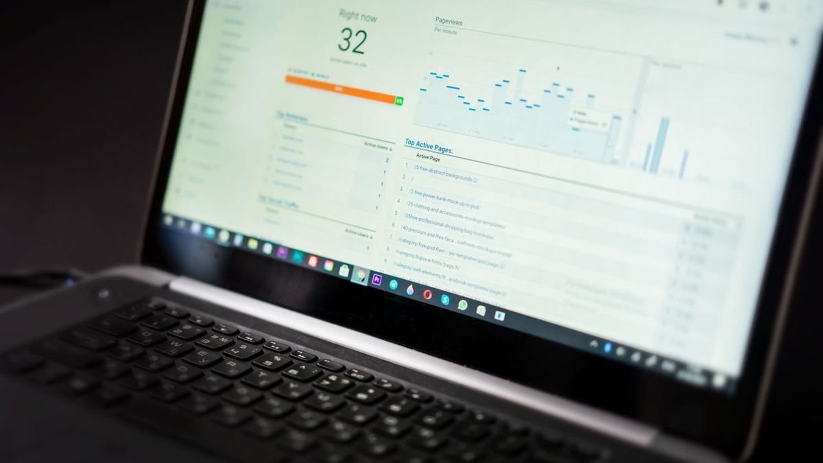 Tablet displaying a website analytics dashboard